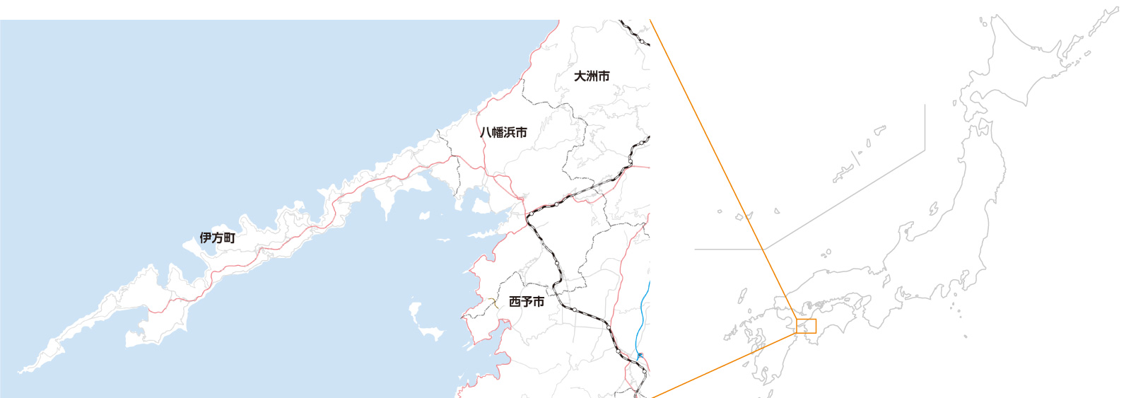 愛媛県の西部　西宇和のエリア